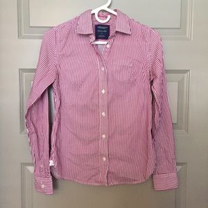 American Eagle Striped Shirt in Pink and White
